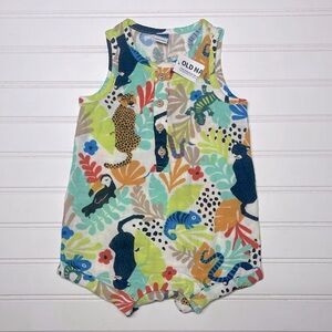 OLD NAVY NWT 100% Cotton Muslin Colorful Jungle Cheetah Snake Lizard Romper